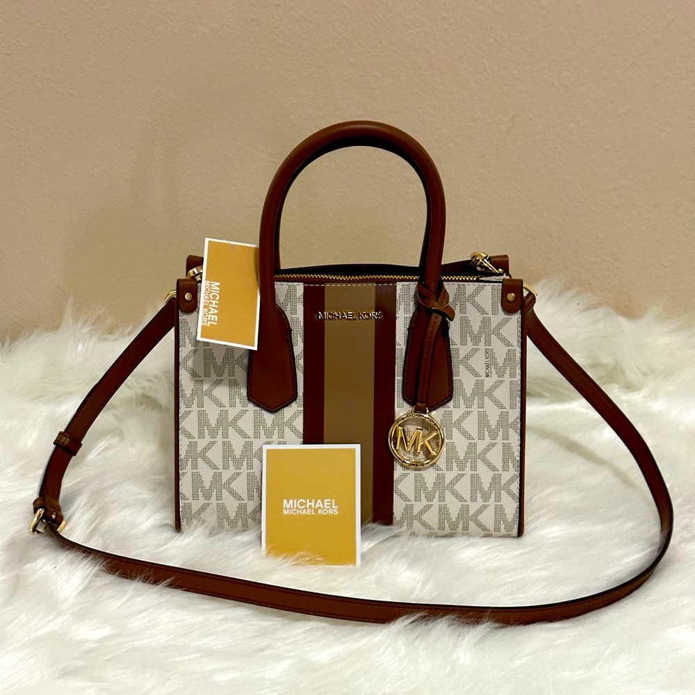 Authentic Michael Kors Center Stripe Small Satchel Crossbody